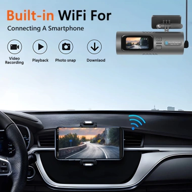 Elkeva Mini Dash Cam 1.47 inch HD 4K WiFi - Góc rộng 150°, tầm nhìn ban đêm, gương chiếu hậu, ống kính kép, giá 1.089.000₫