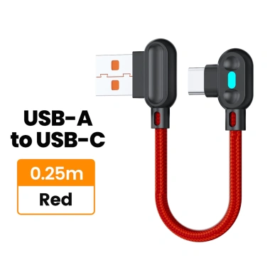 Elough Cáp USB 0.25m 100W Dual Double Bend – Siêu nhanh, LED, Type‑C cho Huawei & Power Bank