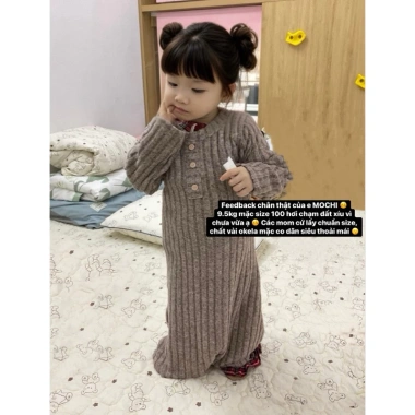 EmbeMochi Váy Body Bé Gái 8-20kg Len Mỏng Mềm, Thích Hợp Mùa Thu - Giá 165k