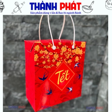 Én Xuân Đỏ Size M - 10 Hộp Đựng Quà Tết 2 Hủ 1.000ml và 4 Hủ 500ml, Hộp Giấy Quai Xách Cao Cấp, Giá 130.000 VND