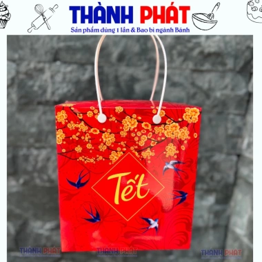 Én Xuân Đỏ Size M - 10 Hộp Đựng Quà Tết 2 Hủ 1.000ml và 4 Hủ 500ml, Hộp Giấy Quai Xách Cao Cấp, Giá 130.000 VND