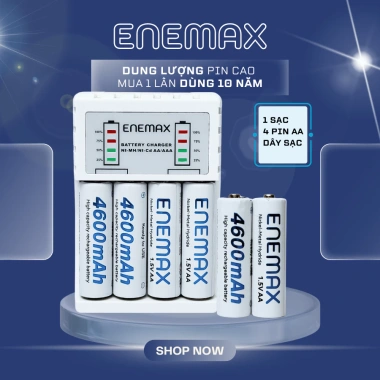 Enemax Combo Sạc + Pin AA 4.600mAh - Pin sạc tái sử dụng, trọn bộ cho mic hát, đồng hồ, giảm giá 19% 9 Enemax Combo Sạc + Pin AA 4.600mAh - Pin sạc tái sử dụng, trọn bộ cho mic hát, đồng hồ, giảm giá 19% 9