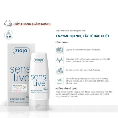 Enzyme Tẩy Tế Bào Chết Ziaja Sensitive Skin 60ml - Dịu Nhẹ, Sáng Da, Giá 270k
