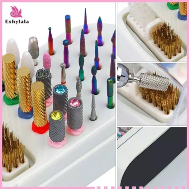 Eshylala 30 lỗ Nail Art Đầu mài Hộp lưu trữ Mũi khoan Dụng cụ làm móng tay mới