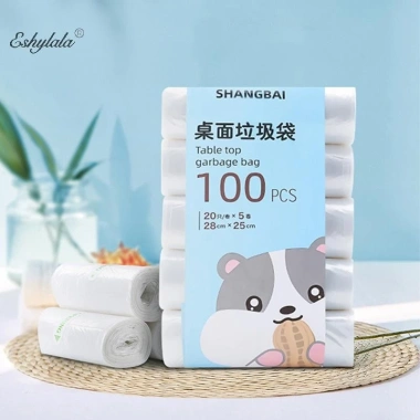 Eshylala 5Roll 100 Túi Đựng Rác Mini Dày Nhỏ Bàn Rác Gia Đình Giá 34.200 VND 3