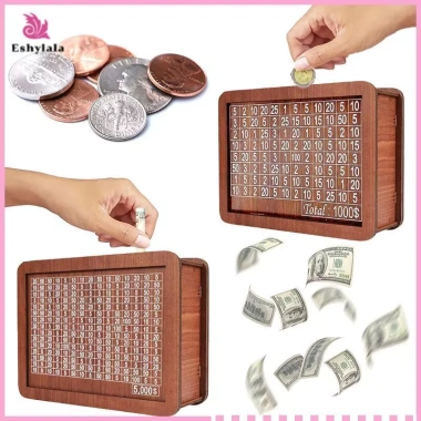Eshylala Bộ đếm gỗ Piggy Bank – Hộp đựng tiền tiết kiệm, máy thu ngân, ngăn kéo sắp xếp đồ thủ công tại nhà, giảm giá 15