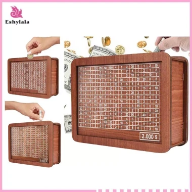 Eshylala Bộ đếm gỗ Piggy Bank – Hộp đựng tiền tiết kiệm, máy thu ngân, ngăn kéo sắp xếp đồ thủ công tại nhà, giảm giá 15