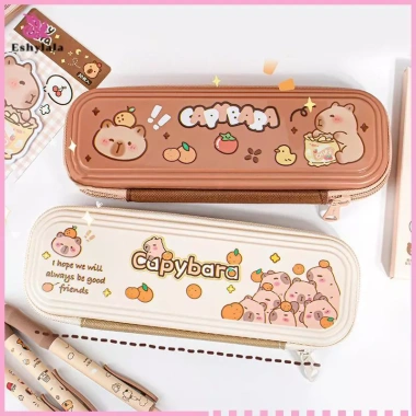Eshylala Hộp đựng bút chì Capybara dễ thương, lớn, chống bụi, cầm tay - Văn phòng phẩm