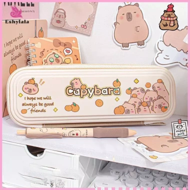 Eshylala Hộp đựng bút chì Capybara dễ thương, lớn, chống bụi, cầm tay - Văn phòng phẩm