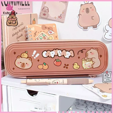 Eshylala Hộp đựng bút chì Capybara dễ thương, lớn, chống bụi, cầm tay - Văn phòng phẩm