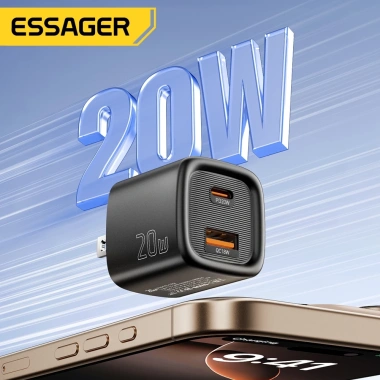 Essager 20W Type-C + USB-A - Bộ sạc nhanh di động, hỗ trợ iPhone, giá 114.000₫