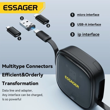 ESSAGER 60W 6 trong 1 USB Type C OTG Cable Protector - Hộp đa năng 100cm, chỉ 155.000 VND