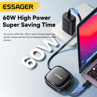 ESSAGER 60W 6 trong 1 USB Type C OTG Cable Protector - Hộp đa năng 100cm, chỉ 155.000 VND