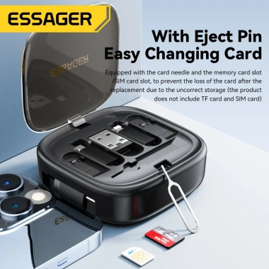 ESSAGER 60W 6 trong 1 USB Type C OTG Cable Protector - Hộp đa năng 100cm, chỉ 155.000 VND