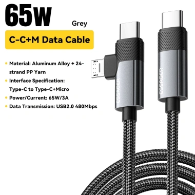 Essager 65W Cáp Type-C sang Type-C Micro 2 trong 1 - Sạc nhanh 480Mbps cho Android IP15-16, Giá chỉ 76.000 VND