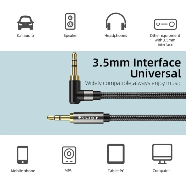 Essager AUX15 Cáp Aux Jack 3.5mm Nam sang Nam âm thanh chất lượng giảm giá cho loa 3