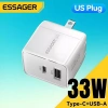 Essager Bộ sạc du lịch 33W USB GaN Type-C sạc nhanh PD3.0 QC3.0 cho Android - Giá chỉ 250.560 VND