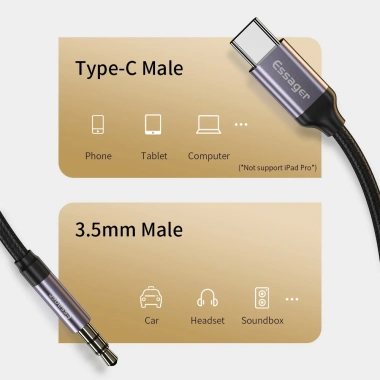 Essager Cáp âm thanh USB Type-C sang 3.5mm - Chuyển đổi, âm thanh, giá 84.645₫