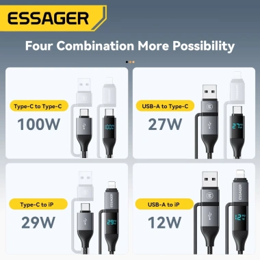 Essager Cáp Sạc Nhanh 100W PD 27W Type-C Đa Năng cho iPhone Android, 136.532 VND 6