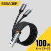 Essager Cáp sạc nhanh USB Type-C 2 trong 1 cho điện thoại và laptop, nâng cấp tốc độ