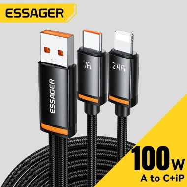 Essager Cáp sạc nhanh USB Type-C 2 trong 1 cho điện thoại và laptop, nâng cấp tốc độ 2