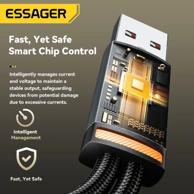 Essager Cáp sạc nhanh USB Type-C 2 trong 1 cho điện thoại và laptop, nâng cấp tốc độ 5