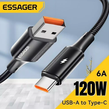 ESSAGER Cáp USB Type C 120W Sạc nhanh 6A cho Xiaomi Giá chỉ 90.000₫