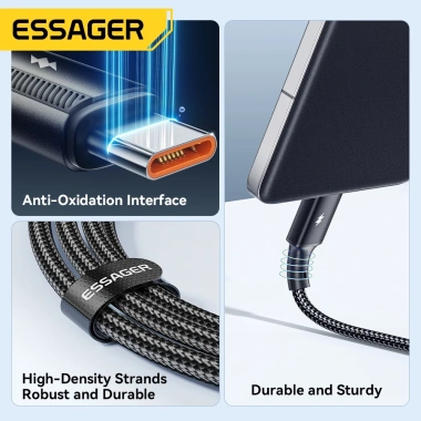 ESSAGER Cáp USB Type C 120W Sạc nhanh 6A cho Xiaomi Giá chỉ 90.000₫