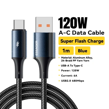 ESSAGER Cáp USB Type C 120W Sạc nhanh 6A cho Xiaomi Giá chỉ 90.000₫