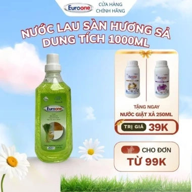 EuroOne Nước Lau Sàn Đa Năng Hương Sả 1.000g - Khử khuẩn, sạch sâu, thơm lâu, khô nhanh, không dính rít - 29.000₫