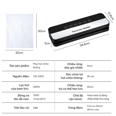 EXYT Máy Hút Chân Không Tia Tím Khử Trùng, Chế Độ Đa Dạng, Lực Hút Mạnh, Tặng 30 Túi, Tươi Lâu 9 EXYT Máy Hút Chân Không Tia Tím Khử Trùng, Chế Độ Đa Dạng, Lực Hút Mạnh, Tặng 30 Túi, Tươi Lâu 9