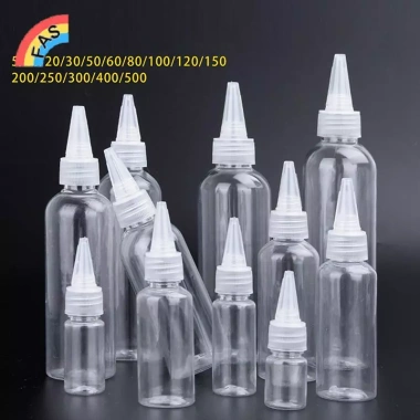 FAS Chai Nhỏ Giọt Bóp Nhựa Trong Suốt 10‑200ml Nắp Vít Mắt, Hộp Đựng Mực Dầu 8