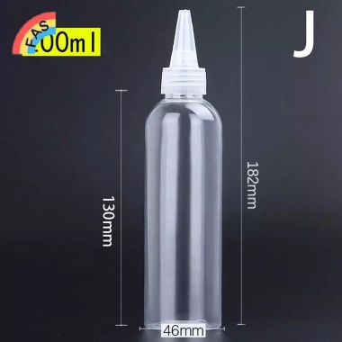 FAS Chai Nhỏ Giọt Bóp Nhựa Trong Suốt 10‑200ml Nắp Vít Mắt, Hộp Đựng Mực Dầu 12