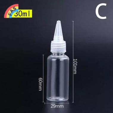 FAS Chai Nhỏ Giọt Bóp Nhựa Trong Suốt 10‑200ml Nắp Vít Mắt, Hộp Đựng Mực Dầu 17