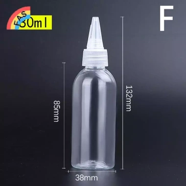 FAS Chai Nhỏ Giọt Bóp Nhựa Trong Suốt 10‑200ml Nắp Vít Mắt, Hộp Đựng Mực Dầu 18