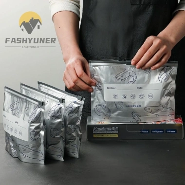 Fashyuner 10 Túi Đựng Thực Phẩm Tủ Đông Lá Nhôm Dung Lớn Khóa Zip Chống Rò Rỉ An Toàn Giữ Tươi Có Thể Tái Sử Dụng