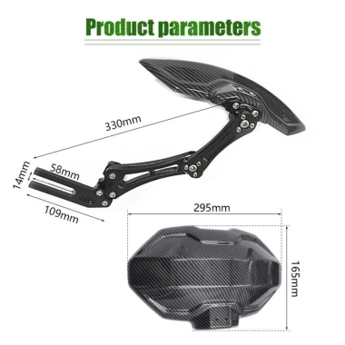 FENDER KUNHEV Chắn bùn bánh sau sợi Carbon điều chỉnh, lắp đặt nhanh - Bảo vệ xe máy & xe điện