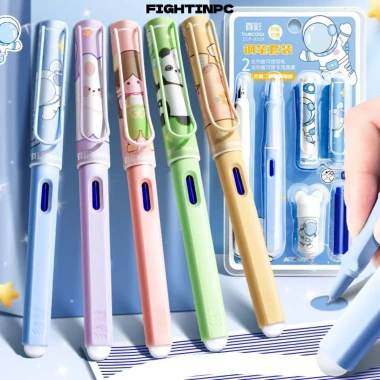 FIGHTINPC Bộ 2 bút máy Kawaii Capybara xóa được - Mực xanh Gel, giá chỉ 62.370₫