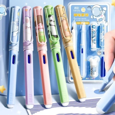FIGHTINPC Bộ 2 bút máy Kawaii Capybara xóa được - Mực xanh Gel, giá chỉ 62.370₫
