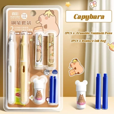 FIGHTINPC Bộ 2 bút máy Kawaii Capybara xóa được - Mực xanh Gel, giá chỉ 62.370₫ 9 FIGHTINPC Bộ 2 bút máy Kawaii Capybara xóa được - Mực xanh Gel, giá chỉ 62.370₫ 9