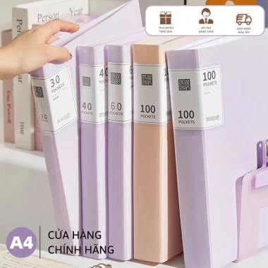 File Nhựa PP A4 Nhiều Ngăn 30/40/60 Tờ - Lưu Trữ Gọn Gàng, Chất Liệu Cứng Cáp