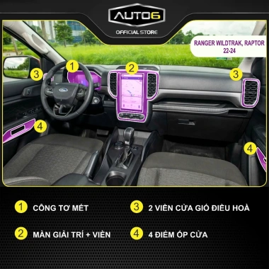 Film PPF Ford Ranger 2.022-2.025 Dán nội thất, chống xước, khôi phục xước cũ, giá 306.000₫