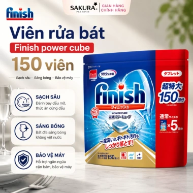 Finish Power Cube 150 viên - Viên rửa chén bát nội địa Nhật Bản, ưu đãi 205.860