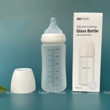 Flash Sale Bình sữa Moyuum thủy tinh tráng silicon cao cấp 150ml-240ml Hàn Quốc - Hàng chính hãng, giá 110k 5