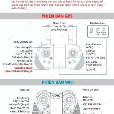 Flycam 4DRC F10 Pro GPS Định Vị, Tự Quay Về, Phạm Vi 1.000m, Camera Kép – Sunny Kids 2
