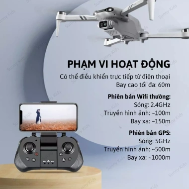 Flycam 4DRC F10 Pro GPS Định Vị, Tự Quay Về, Phạm Vi 1.000m, Camera Kép – Sunny Kids 7