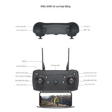 Flycam 4K Drone máy bay camera kép - Điều khiển từ xa, hình siêu rõ, giá 369.000đ 8