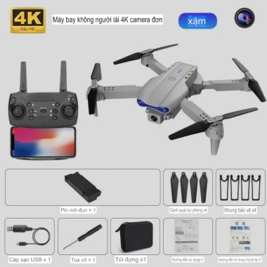 Flycam Drone 360 cuộn 2 bộ pin phụ kiện bảo hộ, chụp ảnh video 4K HD - Giá 550.000₫
