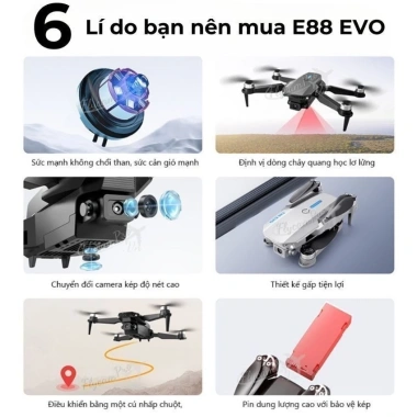 Flycam e88 EVO máy bay điều khiển từ xa camera 4K bay cao 200m tầm xa 1.500m giảm giá 6