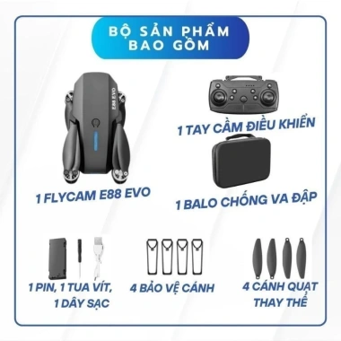 Flycam e88 EVO máy bay điều khiển từ xa camera 4K bay cao 200m tầm xa 1.500m giảm giá 7